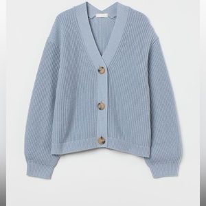 blue cardigan